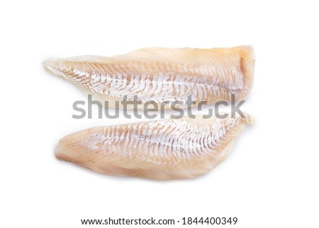 Top view of haddock fillet isolated on white background Stockfoto © 