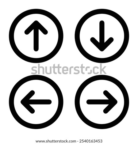 Up, down, left and right arrows icon with white background