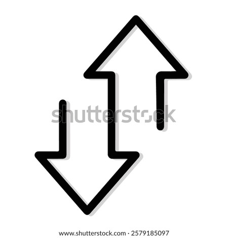 arrow to down and up line icon with white background