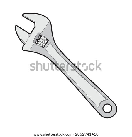 Spanner, adjustable wrench, handyman tools for pipes and repairs. Vector image