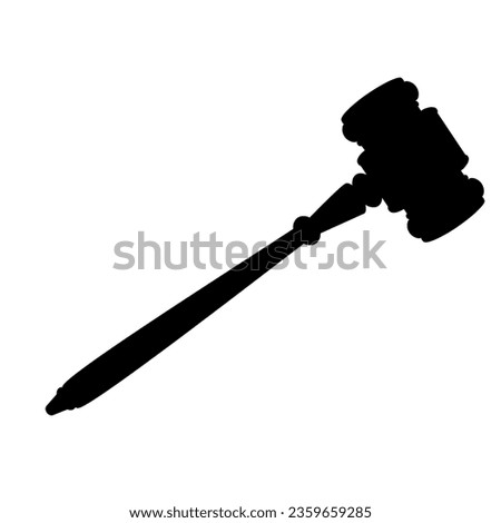 Judges wooden hammer silhouette. Vector image