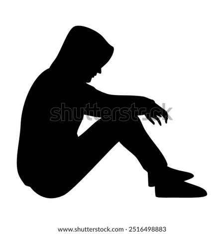 Lonely Man silhouette. Vector image