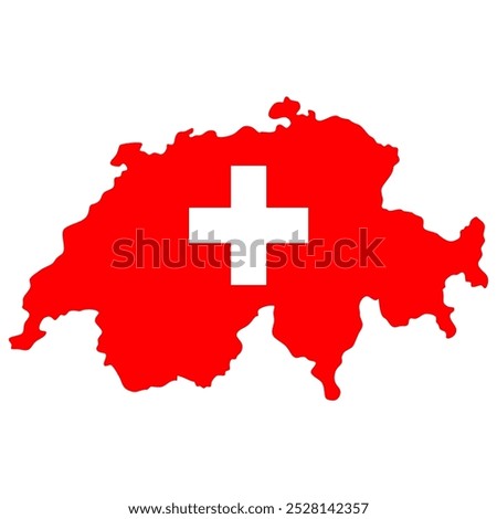 Switzerland map flag silhouette. Vector image