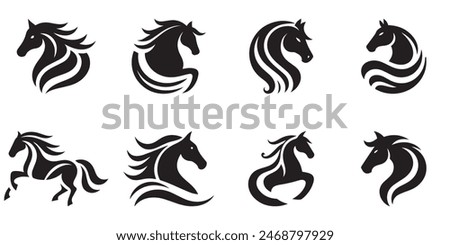 Minimalist horse vector set. Logo silhouette on white background