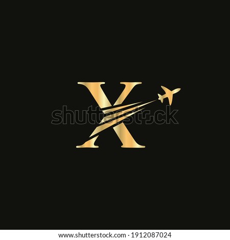 Modern Air Travel Logo Design with X letter. X letter Concept air plane and travel logo.
