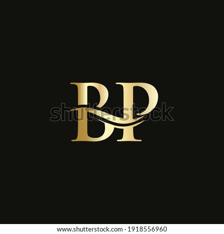 Premium Letter BP Logo Design with water wave concept. BP letter logo design with modern trendy