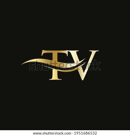 TV Logo Design for business and company identity. Creative TV letter with luxury concept