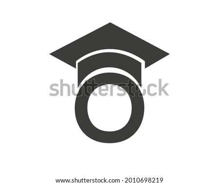 Education logo with O letter hat concept. Graduation logo with O letter vector Foto stock © 