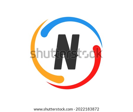 N Letter technology logo. Technology logo design with N letter concept Foto stock © 