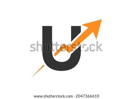 Finance logo with U letter concept. Marketing And Financial Business Logo. U Financial Logo Template with Marketing Growth Arrow Stok fotoğraf © 