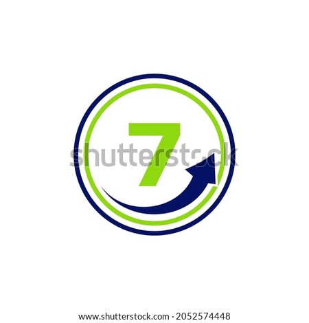 Finance Logo With Growth Arrow On 7 Letter. Letter 7 Marketing And Financial Business Logo Template 