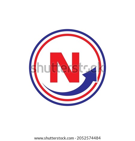 Finance Logo With Growth Arrow On N Letter. Letter N Marketing And Financial Business Logo Template 