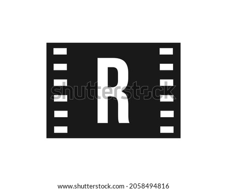 Motion Film Logo On Letter R Template. Movie Film Sign, Film Production Logo With R Logotype Photo stock © 