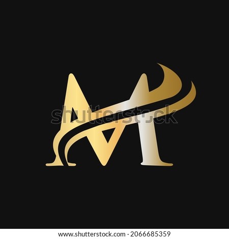 M Letter Logo Luxury Concept. Initial M Logo Design Golden Monogram Letter  For Company Name, Label, Emblem, Print, Textile, spa, beauty, fashion