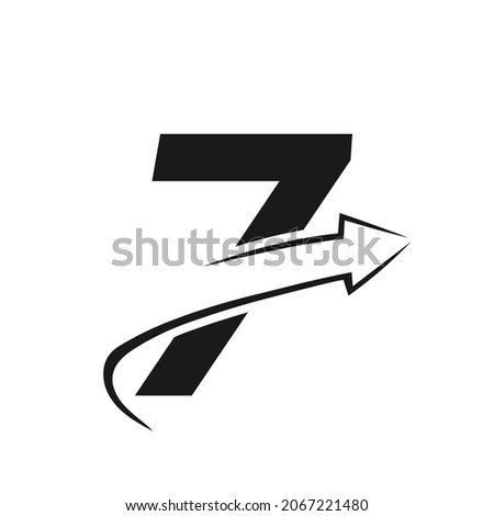 Finance Logo With 7 Letter Concept. Marketing And Financial Business Logo. 7 Financial Logo Template with Marketing Growth Arrow