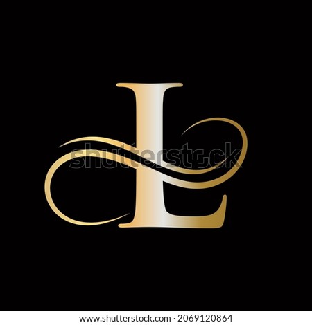 L Logo Golden Concept. L Letter Logo with Golden Luxury Color and Monogram Design. L Letter Initial Luxurious Logo Template Stock fotó © 