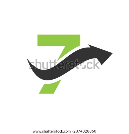 Initial 7 logo, Letter 7 And Financial Arrow Combination Sign. Finance Logo On 7 Letter Concept. Marketing And Financial Business Logo