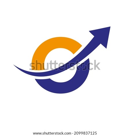 Finance Logo With O Letter Concept. Marketing And Financial Business Logo. Letter O Financial Logo Template With Marketing Growth Arrow