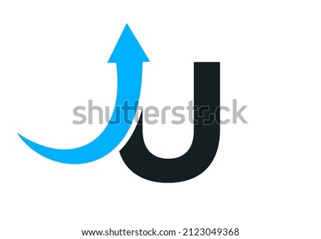 Finance logo with U letter concept. Marketing And Financial Business Logo. U Financial Logo Template with Marketing Growth Arrow Stok fotoğraf © 