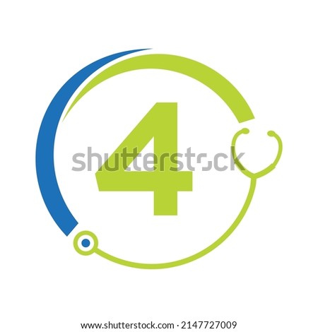 Healthcare Symbol Doctor and Medical Logo on Letter 4 Template. Doctors Logo with Stethoscope Sign