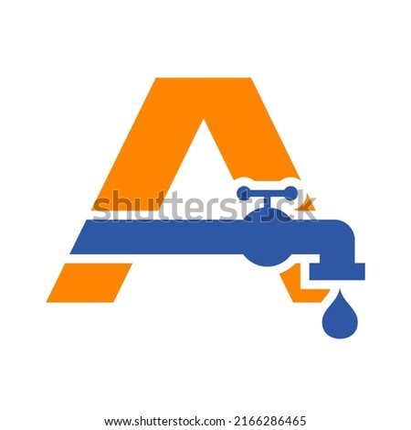 Letter A Plumber Logo Design. Plumbing Water with Letter A Logo Template