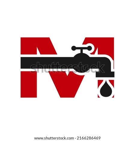 Letter M Plumber Logo Design. Plumbing Water with Letter M Logo Template