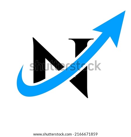Letter N Financial Logo. Marketing And Financial Business Logo. N Financial Logo Template with Marketing Growth Arrow