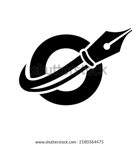 Education Logo on Letter O Concept with Pen Nib Vector Template Foto stock © 