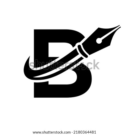 Education Logo on Letter B Concept with Pen Nib Vector Template