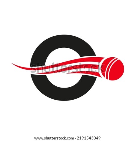 Letter O Cricket Logo Concept With Ball Icon For Cricket Club Symbol Vector Template. Cricketer Sign