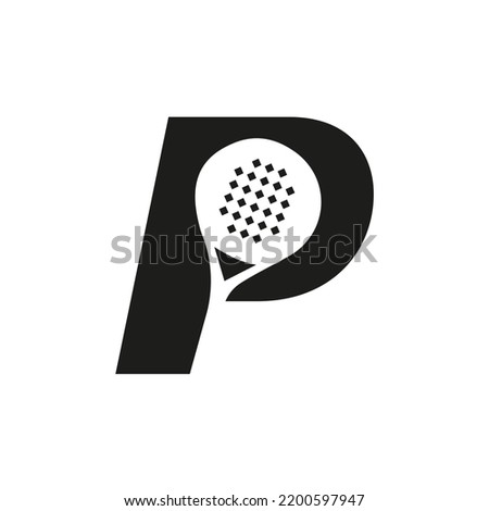 Letter P Padel Racket Logo Design Vector Template. Beach Table Tennis Club Symbol