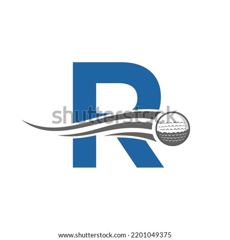 Letter R Golf Logo Symbol. Hockey Design Based Alphabet Vector Template Stock fotó © 