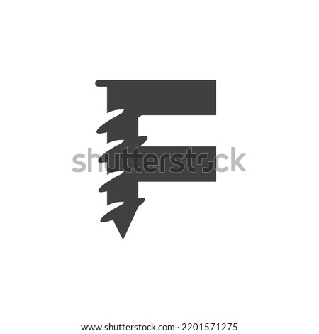 Letter F Screw Logo Template For Construction Ironmonger  Symbol Design