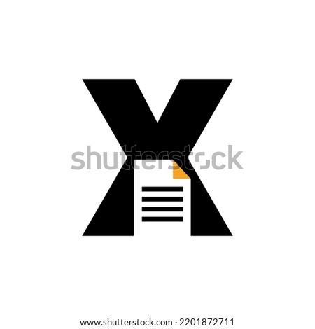 Letter X Paper Document Logo Vector Template Simple Concept