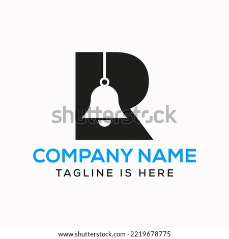 Letter R Cowbell Logo Concept With Hanging Bell Symbol Vector Template Stock fotó © 