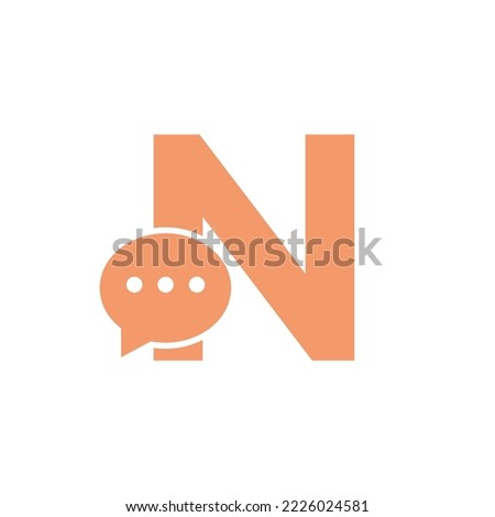 Letter N Chat Communicate Logo Design Concept With Bubble Chat Symbol Foto stock © 