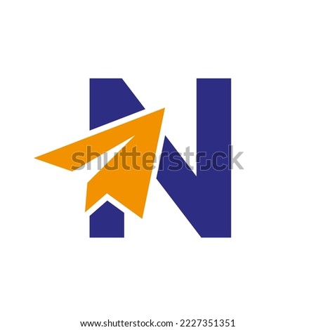 Letter N Travel Logo Concept With Paper Plane Icon Vector Template