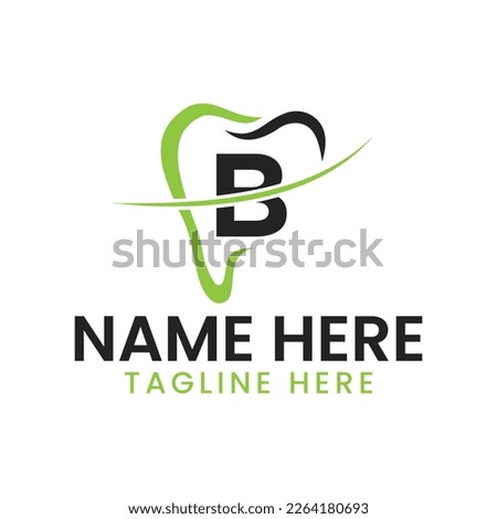 Letter B Dental Logo Concept With Teeth And Smile Icon. Dental Logotype Symbol