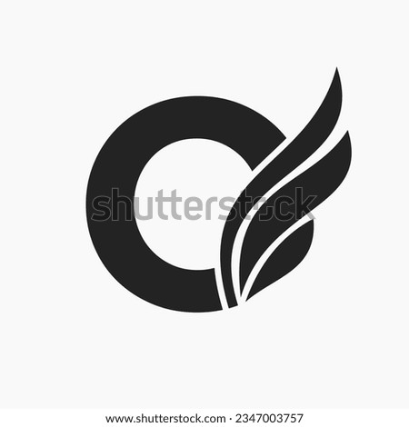 Wing Logo On Letter O For Freight and Transportation Symbol. Wing Logotype Template