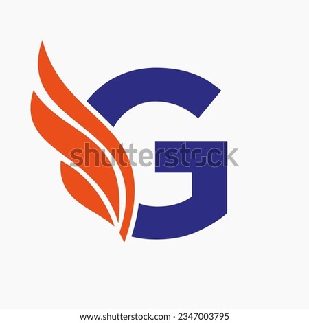 Wing Logo On Letter G For Freight and Transportation Symbol. Wing Logotype Template