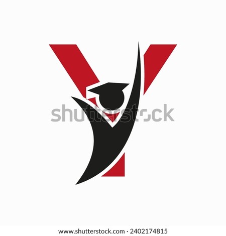 Education Logo On Letter Y With Graduation Hat Icon. Graduation Symbol