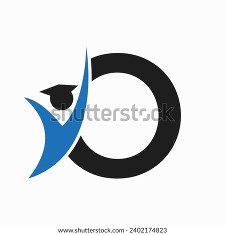 Education Logo On Letter O With Graduation Hat Icon. Graduation Symbol