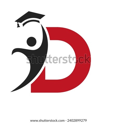 Education Logo On Letter D With Graduation Hat Icon. Graduation Symbol