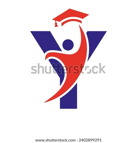 Education Logo On Letter Y With Graduation Hat Icon. Graduation Symbol