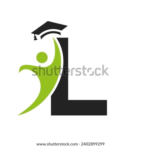 Education Logo On Letter L With Graduation Hat Icon. Graduation Symbol