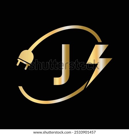 Letter J Electrical Logo Concept With Electric Plug and Power Symbol