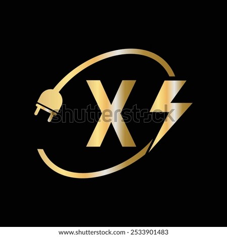 Letter X Electrical Logo Concept With Electric Plug and Power Symbol