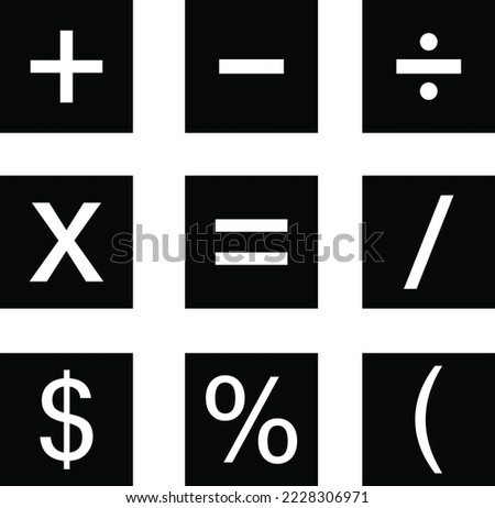 Calculator icon design template ilustration. Calculator icon vector. Plus minus multiple equal devide percentage money math icon. Sharp square shape