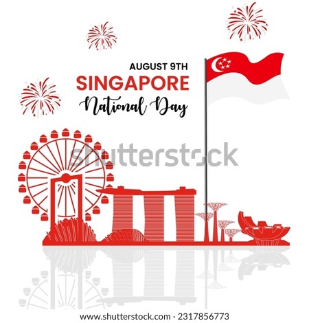 vector illustration August 9th Singapore's independence day. Singapore National Day. celebration republic, graphic for design element
