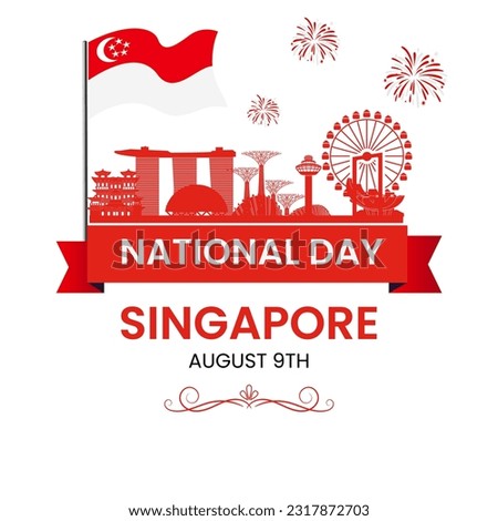 vector illustration August 9th Singapore's independence day. city-state Singapore National Day. celebration republic, graphic for design element
